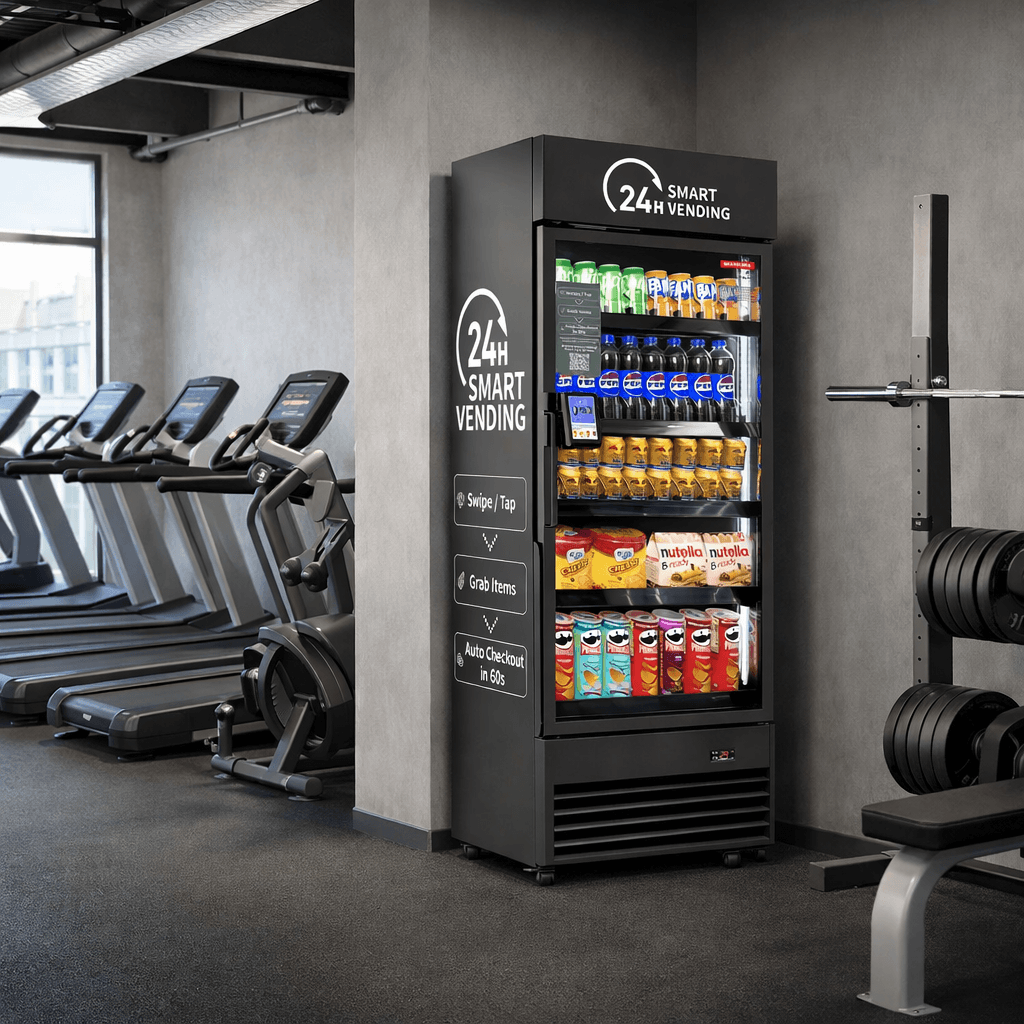 Smart cooler placed in a gym environment